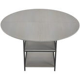 47 in Round Dining Table Wood Kitchen Table for 4-6 Person Grey (Only Table)