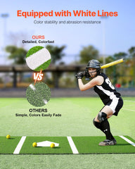 Premium Baseball Batting Mat: 12 x 6 ft Indoor/Outdoor Portable Baseball Softball Hitting Mat, Non-slip Rubber Bottom Batting Cage Mat with Home Plate for Batter, Pitcher and Catcher Training