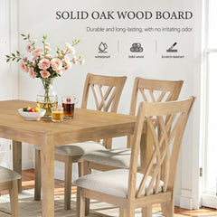 Dining Table Set with 6 Chairs, Modern Dining Table and Chairs Set, 1 Table & 6 Chairs, 60"L x 36"W Table, 23"H Chairs, Anti-Slip, Perfect for 4-6 Persons, Home, Kitchen, Living Room.
