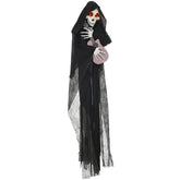 HOMCOM 4.3' Outdoor Halloween Decoration Animatronic Guitar-playing Grim Reaper, Sound and Motion Activated Animated Prop with Light Up Eyes & Guitar Music