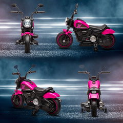 Aosom Kids Motorcycle with Training Wheels, 6V Ride-on Toy for Toddler Ages 18-48 Months, Battery-Operated Motorbike for Kids with Single-Button Start, Headlight, Pink