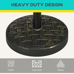 Outsunny 18" Patio Umbrella Base, 40 lbs. Concrete Heavy Duty Umbrella Stand with Metal Umbrella Holder for 1.5" or 2" Umbrella Poles, Round Market Umbrella Stand for Outdoor, Lawn, Poolside, Bronze