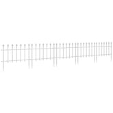 Outsunny Metal Decorative Garden Fence, 9.2' x 17.25" 5 Pack Steel Fence Panels, Decorative Border Fence for Landscape, Flower Bed, Yard Decor, Animal Barrier, White