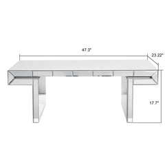 47 Inches Luxury Rectangular Mirror Coffee Table with Fluted Tempered Glass, Modern Sofa Side Table, Easy 2-Step Assembly, Light Luxury Style, Reinforced Packaging