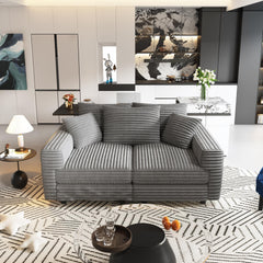 82.7 " Plush Corduroy 3-Seat Sofa,Modern Comfy Upholstered Sofa Cloud Couch,Deep Seat Couches with Soft Pillows,Convertible Deep Seat Sofa Lounge Chair for Living Room Bedroom,Apartment,Office,Grey