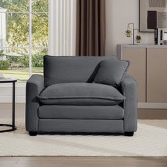 Grey Corduroy Fabric, Comfortable Single Chair Deep Seat Sofa With One Pillow, Suitable for Living Room and Bedroom, Club Multiple Occasions