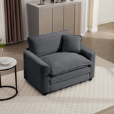 Grey Corduroy Fabric, Comfortable Single Chair Deep Seat Sofa With One Pillow, Suitable for Living Room and Bedroom, Club Multiple Occasions