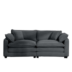 Modern Fabric Living Room Sofa with 4 Pillows Upholstered Large Deep Seating Loveseat, Grey Corduroy