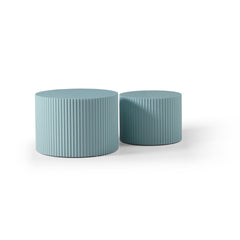 MDF Nesting Table Set of 2,Handcraft Round Coffee Table for Living Room/Leisure Area, Blue