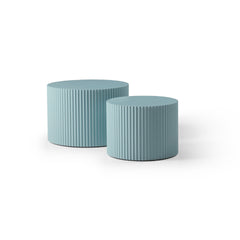 MDF Nesting Table Set of 2,Handcraft Round Coffee Table for Living Room/Leisure Area, Blue