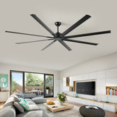96 Inch Industrial DC Motor Ceiling Fan, Large Ceiling Fan with 8 Reversible Blades, 5-Speed Remote Control, Home or Commercial Ceiling Fans for Porch/Garage/Shop, Black