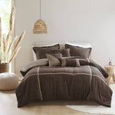 7 Piece Micro Corduroy Comforter Set Brown Cal King