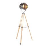 Ahoy Industrial Floor Lamp in Natural Wood and Antique Metal by LumiSource