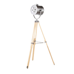 Ahoy Industrial Floor Lamp in Natural Wood and Antique Metal by LumiSource