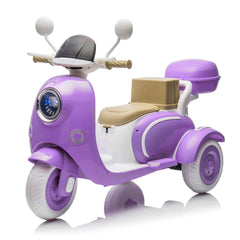 12V Two motors Kids Ride On Level Up Two-seater Electric Motorcycle,Three-wheel Toy w/Music,Bluetooth,USB,Backseat flip adult seat,Portable Storage Hooks&Oversized Trunk,LED Headlight For Kids 3-6.