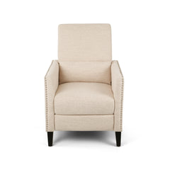 Pushback Recliner Chair with side pocket, Fabric Armchair Push Back Recliner with Rivet Decoration, Mid Century Accent Chair for Living Room, Bedroom