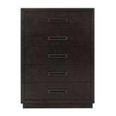 Modern Bedroom Furniture 1pc Chest of 5x Drawers Charcoal Finish Stylish Gunmetal Tone Handles