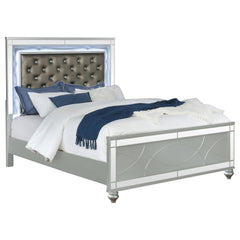 Karmen Metallic Upholstered Tufted Queen Panel Bed