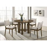 Crispin Brown 5-piece Round Wood Dining Room Table Set