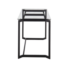 Masters Modern Office Desk in Black Steel with Clear Glass Top by LumiSource
