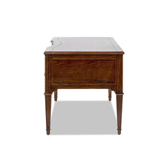 Dauphin Gold Accent 5-Drawer Wood Executive Desk Dark Walnut Ash Wood & Veneer