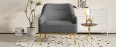 Modern Accent Chair Upholstered Armchair Single Sofa Chair with Curved Backrest and Gold Metal Legs for Living Room, Bedroom or Reading Corner, Dark Gray