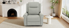 Manual Recliner 270°Swivel Rocker Recliner Chair PU Leather Recliner with Massage and Heating, Dual Reclining Positions and Side Pocket and for Living Room, Bedroom, or Nursery,Grey