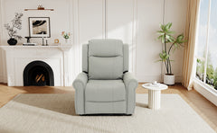 Manual Recliner 270°Swivel Rocker Recliner Chair PU Leather Recliner with Massage and Heating, Dual Reclining Positions and Side Pocket and for Living Room, Bedroom, or Nursery,Grey