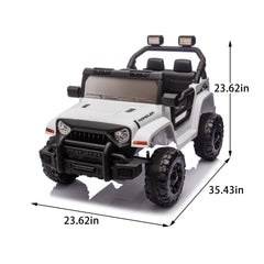 12V Kids Ride On Electric Car W/Parents Control,Dual drive, Four-wheel Suspension,With music,Bluetooth,MP3,USB,with headlights, steering wheel quick release,Slow start for Kids Aged 2-4.