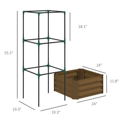 Garden Bed,Raised Garden Bed,Galvanized Planter Box with Cage for Climbing Vines