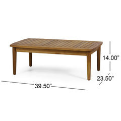 Patio Loveseat and Coffee Table Set, Patio Furniture Set with Cushion, Acacia Wood Frame Conversation Set for Garden, Backyard, Porch and Poolside, Minimalistic Style