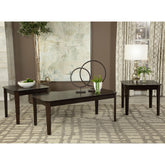 Amaro Dark Brown 3-Piece Coffee and End Table Set