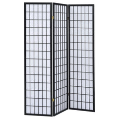 Porch & Den Black 3-Panel Room Divider Folding Shoji Screen