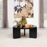 Harrison Black Round Solid Wood Coffee Table