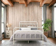 White Full Bed with Spindle Headboard