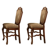 Beige and Cherry Solid Back Counter Height Stools (Set of 2)