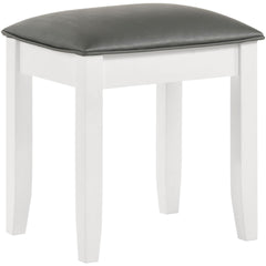 Glossy White Vanity Stool with Padded Seat