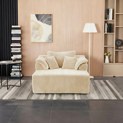 60Inch Chaise Lounge Chair Indoor, Oversized Corduroy Upholstered Boneless Sofa Bed, Deep Seat Sleeper Couch Reading Chairs, Cloud Sofas Couches for Living Room, No Assembly Required (Beige)6