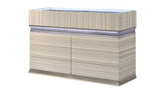 Leonor Modern Style 6 Drawer Dresser made with wood and LED in Gray with clean linear detailing(INCLUDES DRESSER ONLY NOT MIRROR)