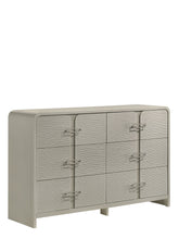 Aria Modern 6-Drawer Dresser with Textured Front, Metal handles and Ball Bearing Glide System in Beige (Includes Only Dresser)
