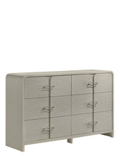 Aria Modern 6-Drawer Dresser with Textured Front, Metal handles and Ball Bearing Glide System in Beige (Includes Only Dresser)