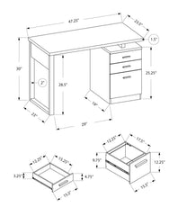 Computer Desk, Home Office, Laptop, Left, Right Set-up, Storage Drawers, 48"l, Work, White Laminate, Contemporary, Modern