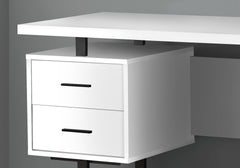Computer Desk, Home Office, Laptop, Left, Right Set-up, Storage Drawers, 60"l, Work, White Laminate, Black Metal, Contemporary, Modern