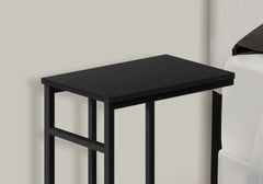 Accent Table, C-shaped, End, Side, Snack, Living Room, Bedroom, Black Laminate, Black Metal, Contemporary, Modern