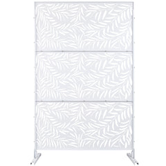 Outdoor & Indoor Privacy Screen Metal Privacy Screen 76" H×48" W, Freestanding Decorative Privacy Screen for Deck Balcony Patio, Privacy Fence Panels for Outside Lawn Garden PS119 WHITE