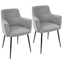 Andrew Contemporary Dining/Accent Chair in Black with Grey Fabric by LumiSource - Set of 2