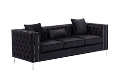 Lorreto 86" Black Velvet Sofa