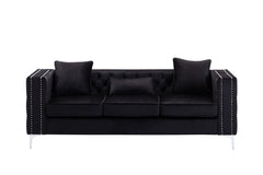 Lorreto 86" Black Velvet Sofa