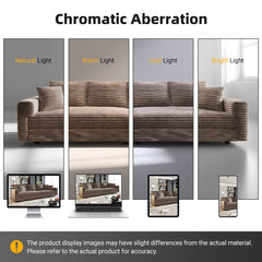 102.4 "Plush Corduroy 4-Seat Sofa,Modern Comfy Upholstered Sofa Cloud Couch,Deep Seat Couches with Soft Pillows and 2 Ottomans,Convertible Sofa Lounge Chair,Camel