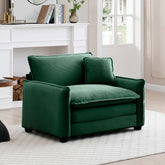 Comfortable Single Deep Seat Sofa With One Pillow, Suitable for Living Room and Bedroom, Club Multiple Occasions,Green Corduroy